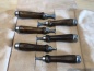 Preview: Chisel - set in roll bag leather tree, hornbeam handle brown / blade finely sharpened, 6 pcs. Sizes: 6, 10, 12, 16, 20, 26 mm