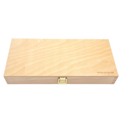 Preview: FISHTAIL MHG-Chisel, Set 3tlg., Satz im Holzkasten, Klinge feinstgeschliffen, Inhalt: 10,16, 20 mm 