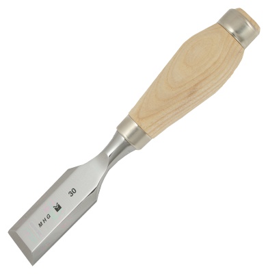 Butt chisel with round handle oiled ash, 4 to 40 mm, polished blade, ultra-fine finishing on the bottom