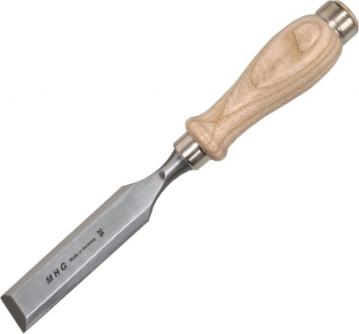 Stechbeitel-Premium mit Rundheft Esche geölt 2 mm, Klinge poliert, Feinstschliff auf Unterseite