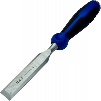 Firmer chisel with 2-part-comp. plastic handle 04 mm, handle with impact button / fine-honed blade