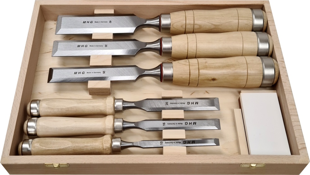 Set 7pieces, Firmers chisels, carpenter’s chisels, hornbeam handle /Fine-honed blade