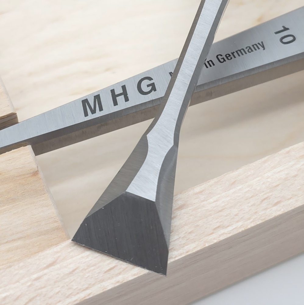 FISHTAIL MHG-Chisel, Set 3tlg., Satz im Holzkasten, Klinge feinstgeschliffen, Inhalt: 10,16, 20 mm 